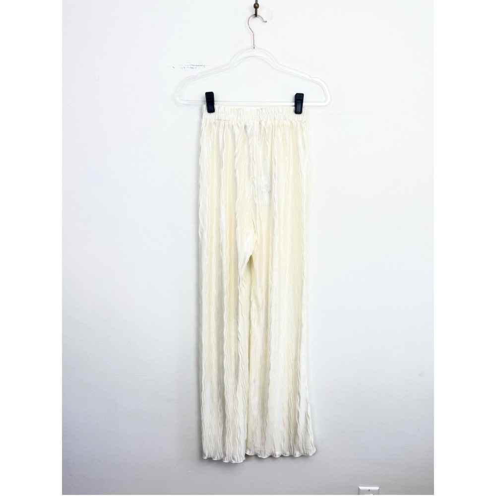 Princess Polly Emmett Cream Crinkle Satin Wide Leg Pants NWT Size 4 - Picture 5 of 7